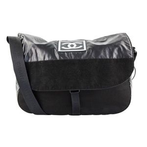 Chanel CC Jumbo Black Nylon Messenger Bag
